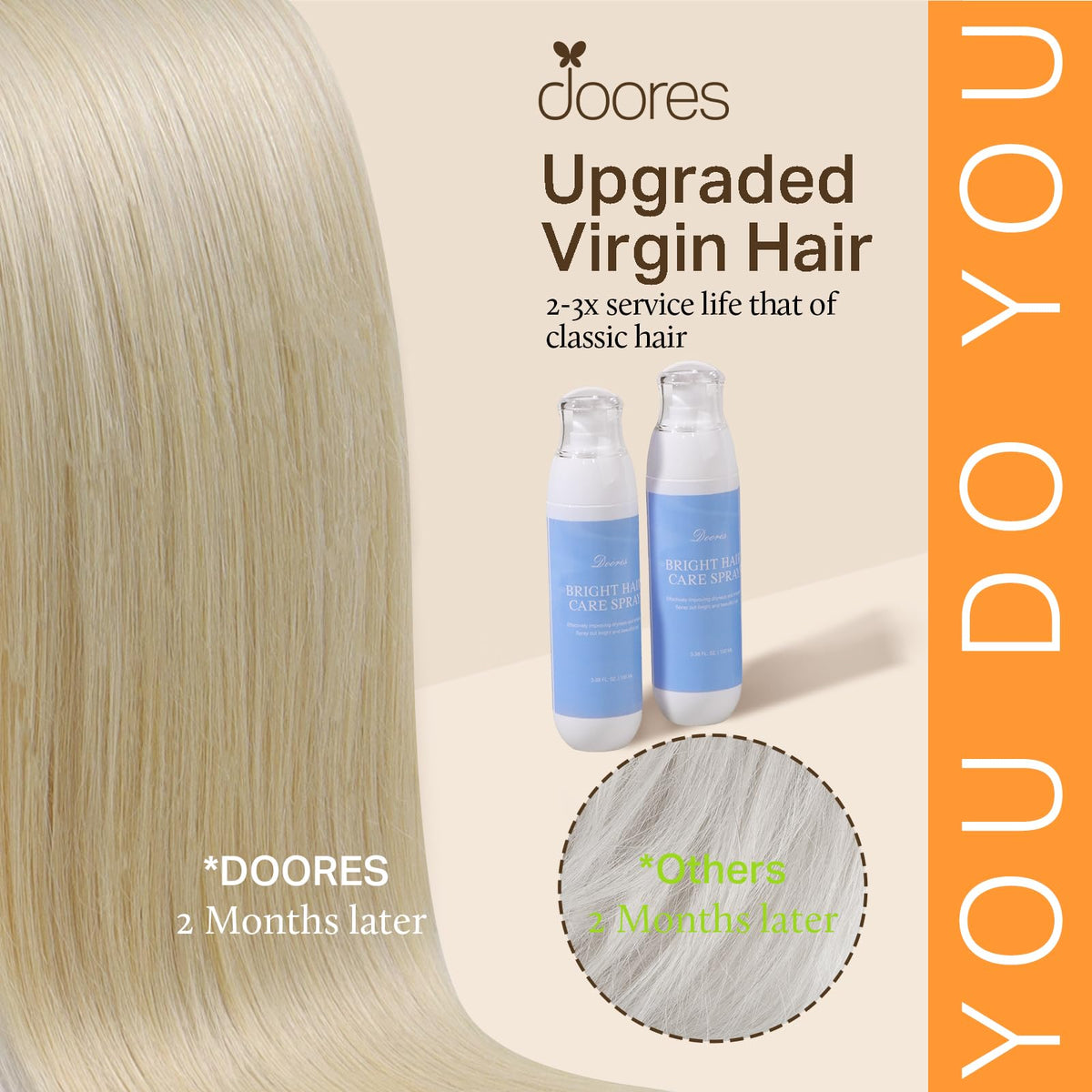 DOORES Clip in Hair Extensions 200g close-up of hair texture