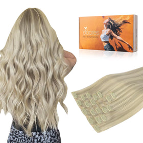 DOORES Clip in Hair Extensions 200g front view