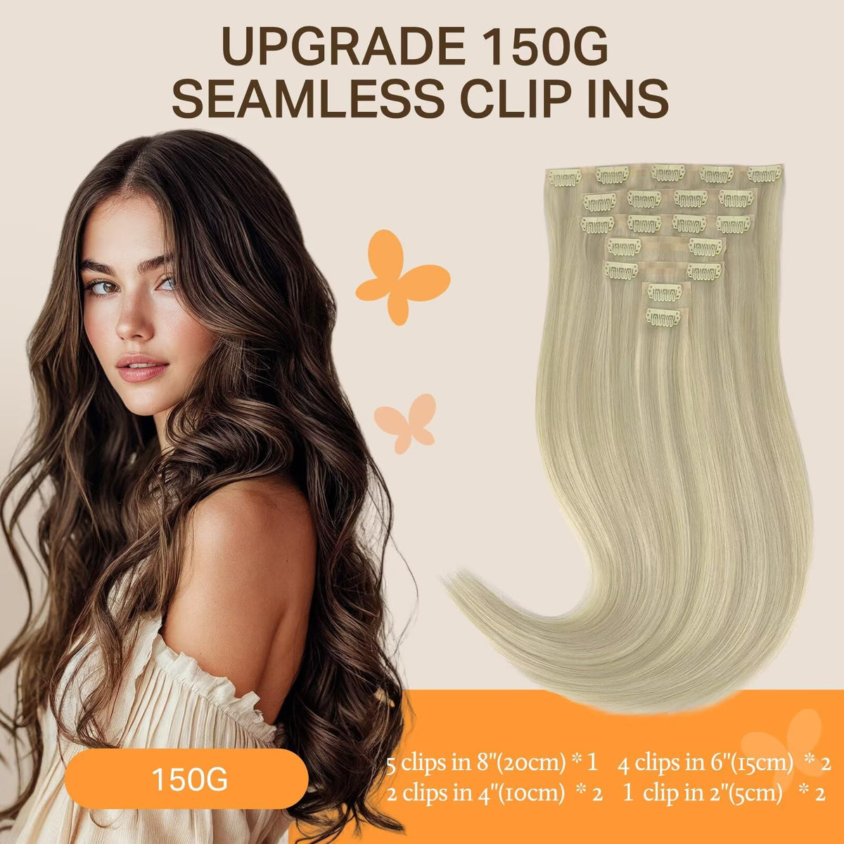 DOORES Clip in Hair Extensions 200g packaging