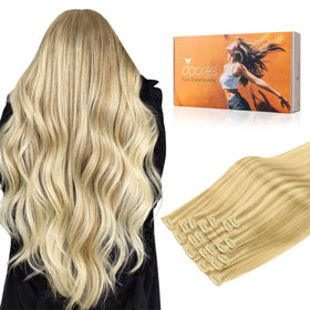 DOORES Clip in Hair Extensions 220g 20-inch front view