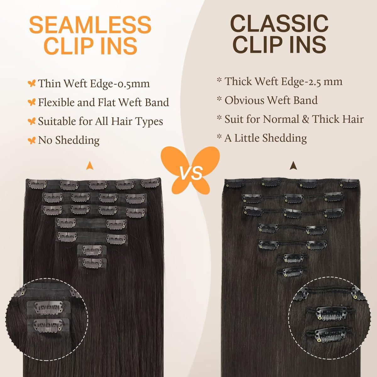 DOORES Clip in Hair Extensions 4 inch pieces