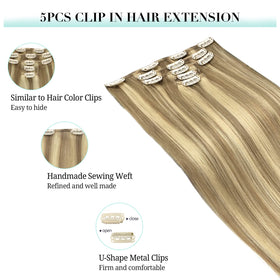 DOORES Clip in Hair Extensions 4 inch pieces side view