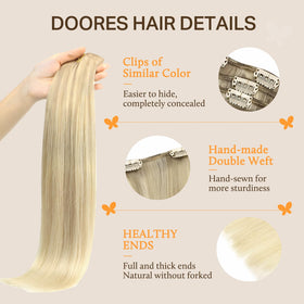 DOORES Clip in Hair Extensions 4 inch pieces side view