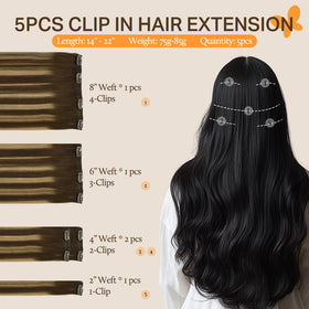 DOORES Clip in Hair Extensions 5-piece set