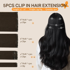 DOORES Clip in Hair Extensions 5 Piece Set packaging