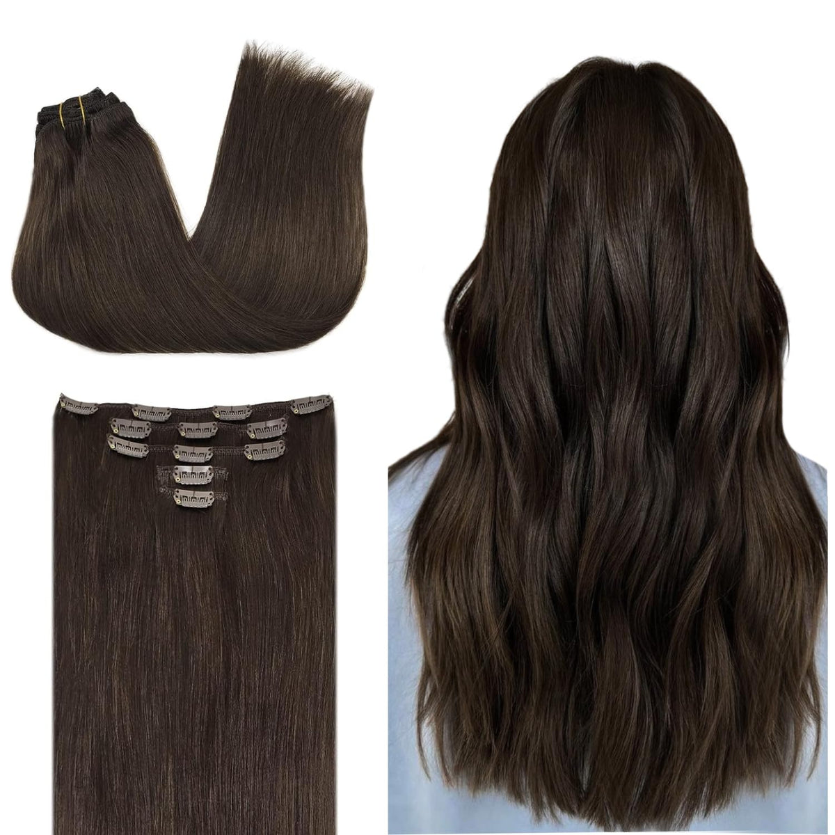DOORES Clip in Hair Extensions 5 pieces set front view