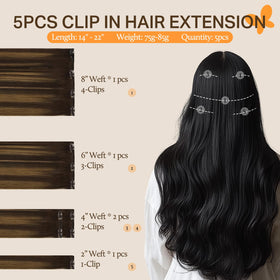 DOORES Clip-in Hair Extensions 6 inch piece side view