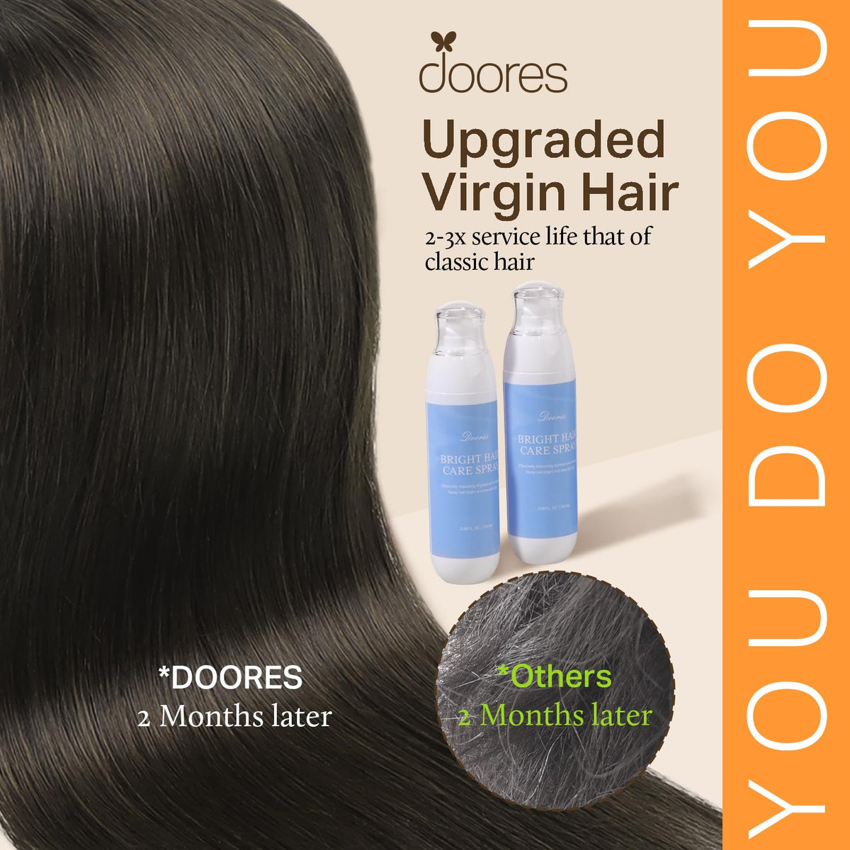 DOORES Clip in Hair Extensions 6 inch pieces display