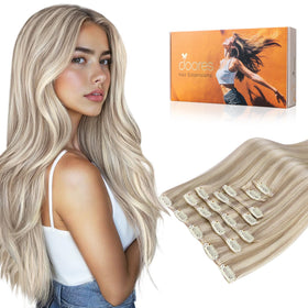 DOORES Clip in Hair Extensions 7 pcs front view