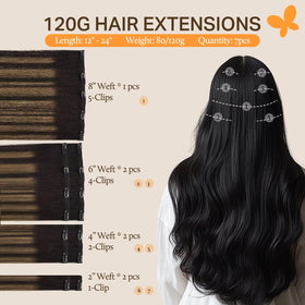 DOORES Clip in Hair Extensions 7 pcs packaging