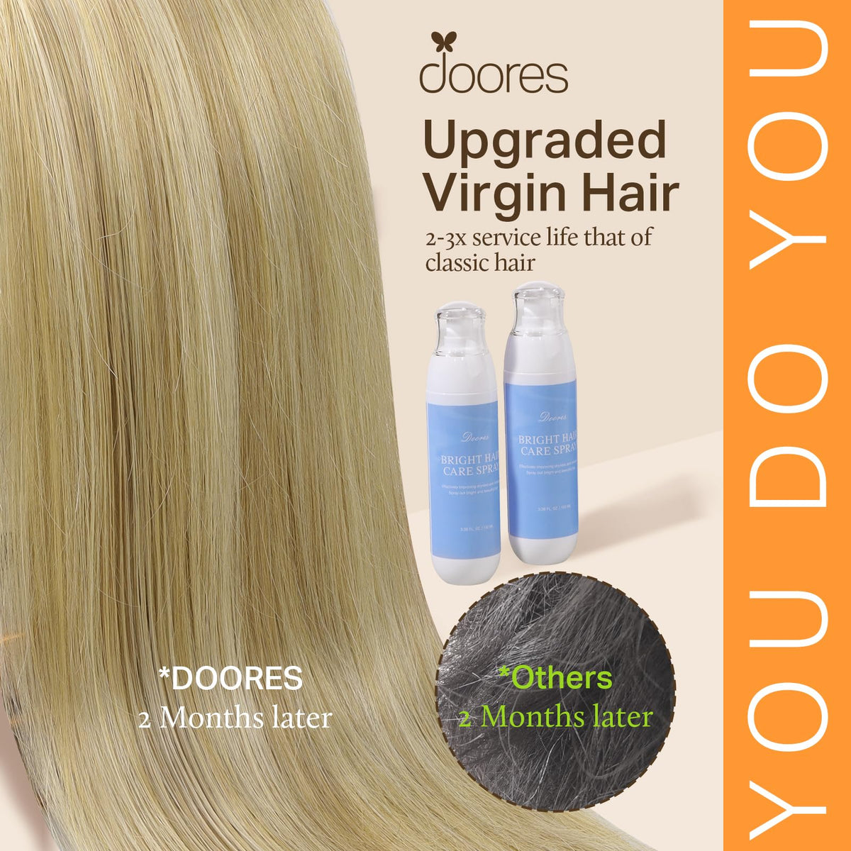 DOORES Clip in Hair Extensions 7 pieces displayed