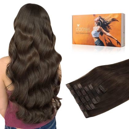 DOORES Clip in Hair Extensions 7 pieces pack front view