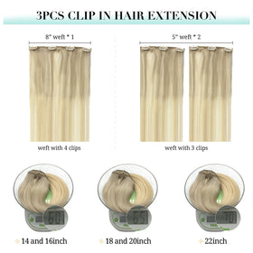 DOORES Clip in Hair Extensions 70g 22 Inch Balayage Ash Blonde packaging