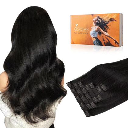 DOORES Clip in Hair Extensions 7pcs pack front view