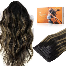 DOORES Clip in Hair Extensions 7pcs pack front view