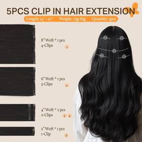 DOORES Clip in Hair Extensions 8 inch piece close-up