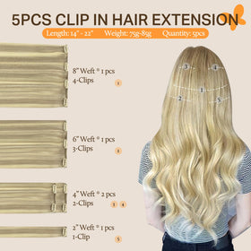 DOORES Clip in Hair Extensions 8 inch piece close-up