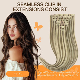 DOORES Clip in Hair Extensions 8 inch piece close-up