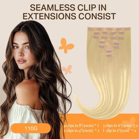 DOORES Clip in Hair Extensions 8 inch piece close-up