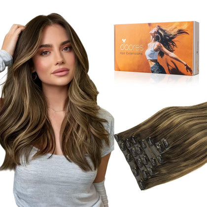 DOORES Clip in Hair Extensions 9A Grade front view