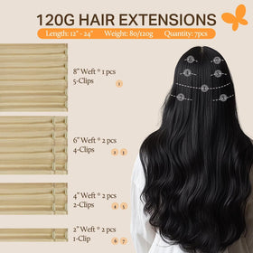 DOORES Clip in Hair Extensions back view highlighting the weft