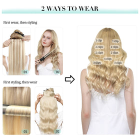 DOORES Clip in Hair Extensions back view with clips
