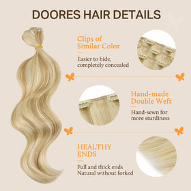 DOORES Clip in Hair Extensions being applied in hair