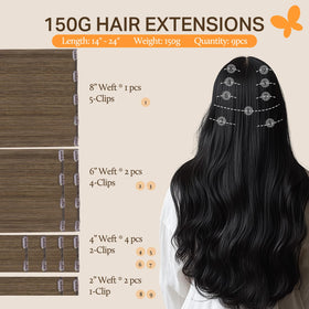 DOORES Clip in Hair Extensions close-up of clips