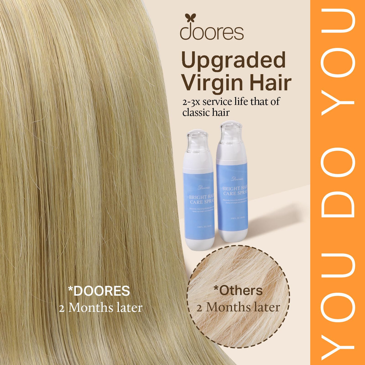 DOORES Clip in Hair Extensions close-up of clips