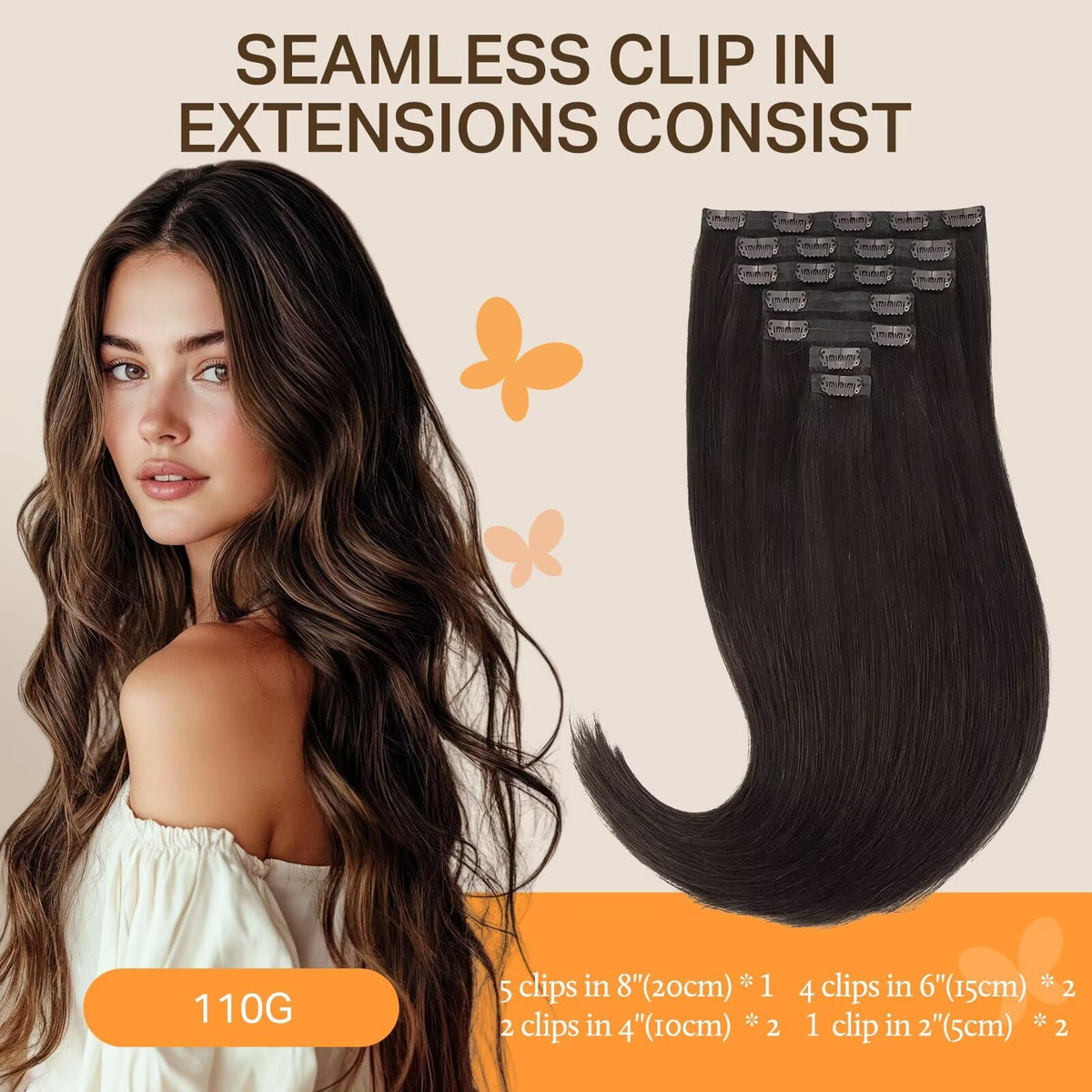 DOORES Clip in Hair Extensions close-up of silicone wefts