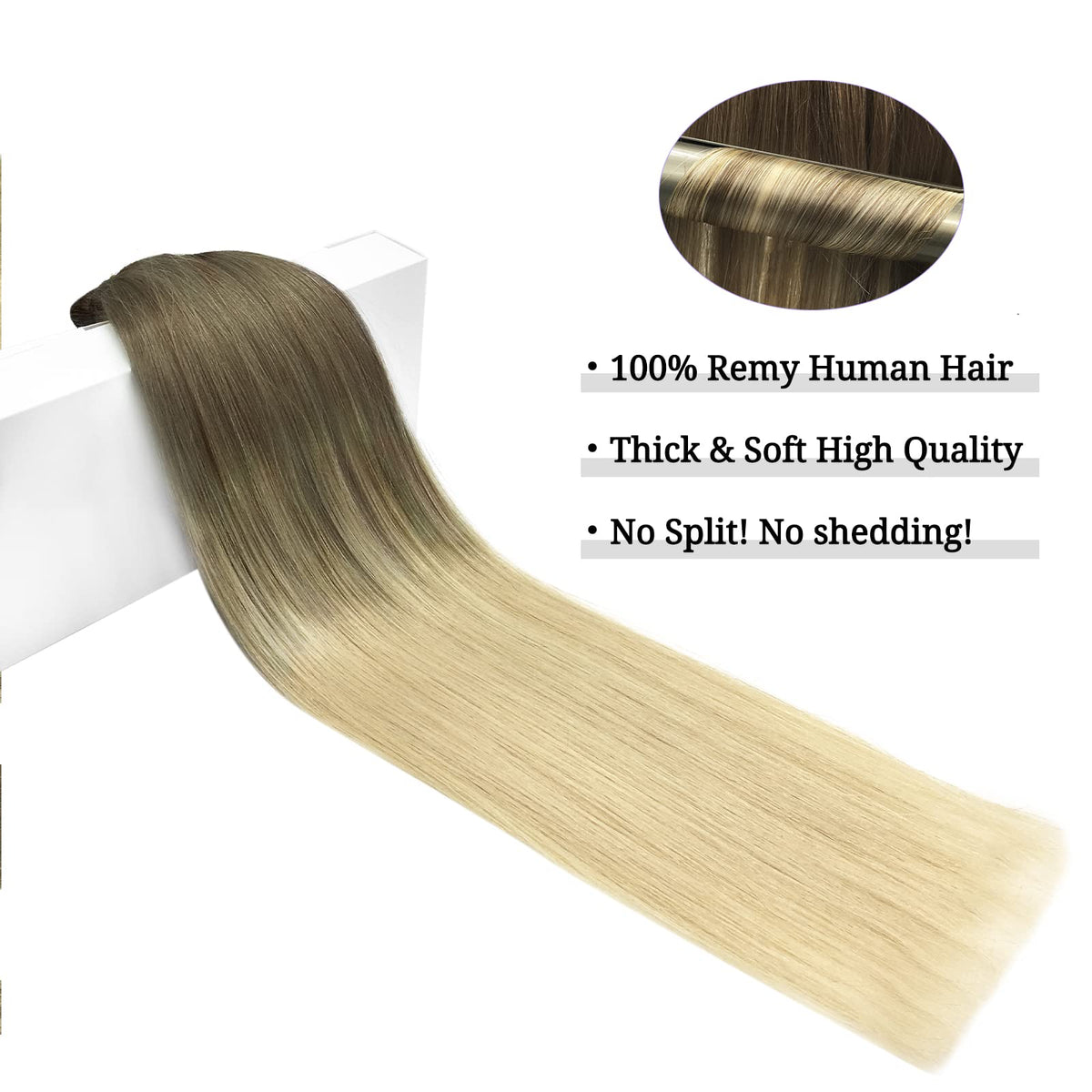 DOORES Clip in Hair Extensions close-up of stainless steel clips