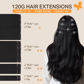 DOORES Clip in Hair Extensions close-up of U-shaped clips