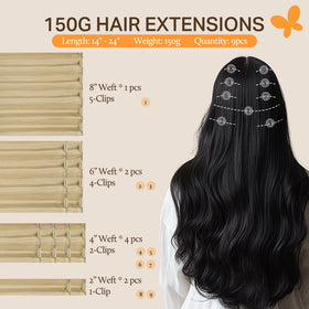DOORES Clip in Hair Extensions close-up showing the clips