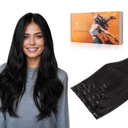 DOORES Clip in Hair Extensions front view, 180g