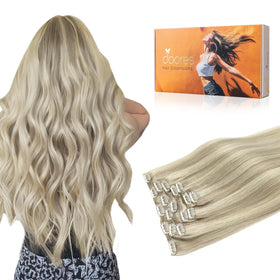 DOORES Clip in Hair Extensions front view in natural colour