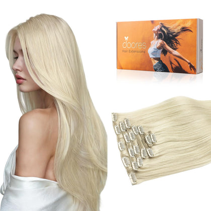 DOORES Clip in Hair Extensions front view, showcasing soft texture