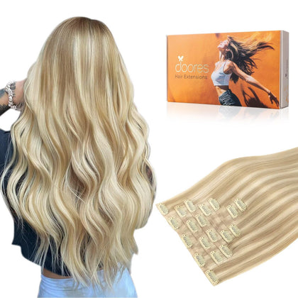 DOORES Clip in Hair Extensions front view showing 200g