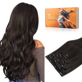 DOORES Clip in Hair Extensions front view showing soft texture