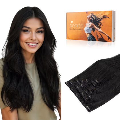DOORES Clip in Hair Extensions front view showing vibrant colours