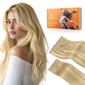 DOORES Clip in Hair Extensions front view with 20 clips