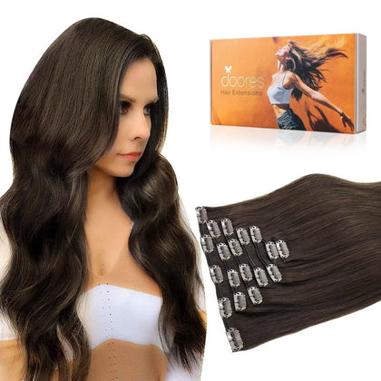 DOORES Clip in Hair Extensions front view with multiple colour options