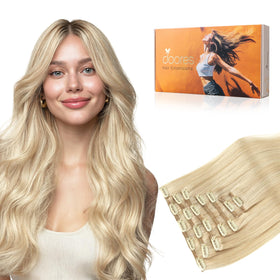 DOORES Clip in Hair Extensions front view with natural hair texture