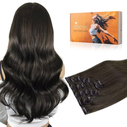 DOORES Clip in Hair Extensions front view with soft texture