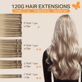 DOORES Clip in Hair Extensions Human Hair packaging