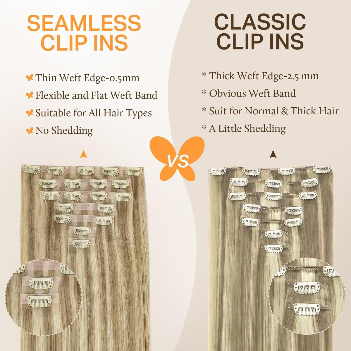 DOORES Clip in Hair Extensions in natural light