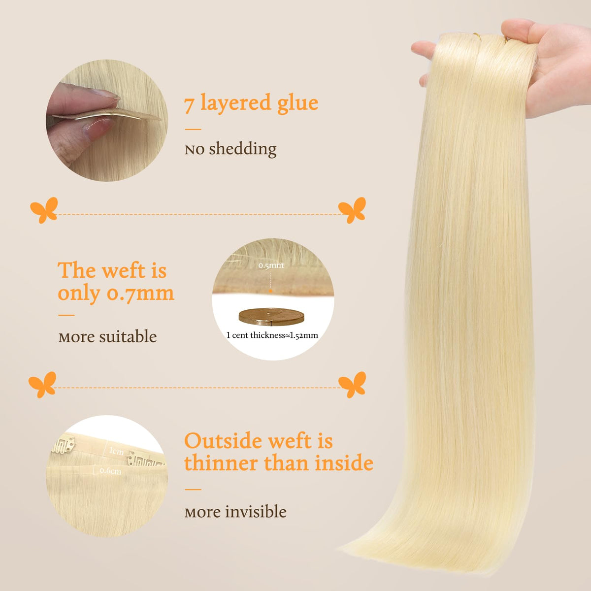 DOORES Clip in Hair Extensions in popular balayage colour