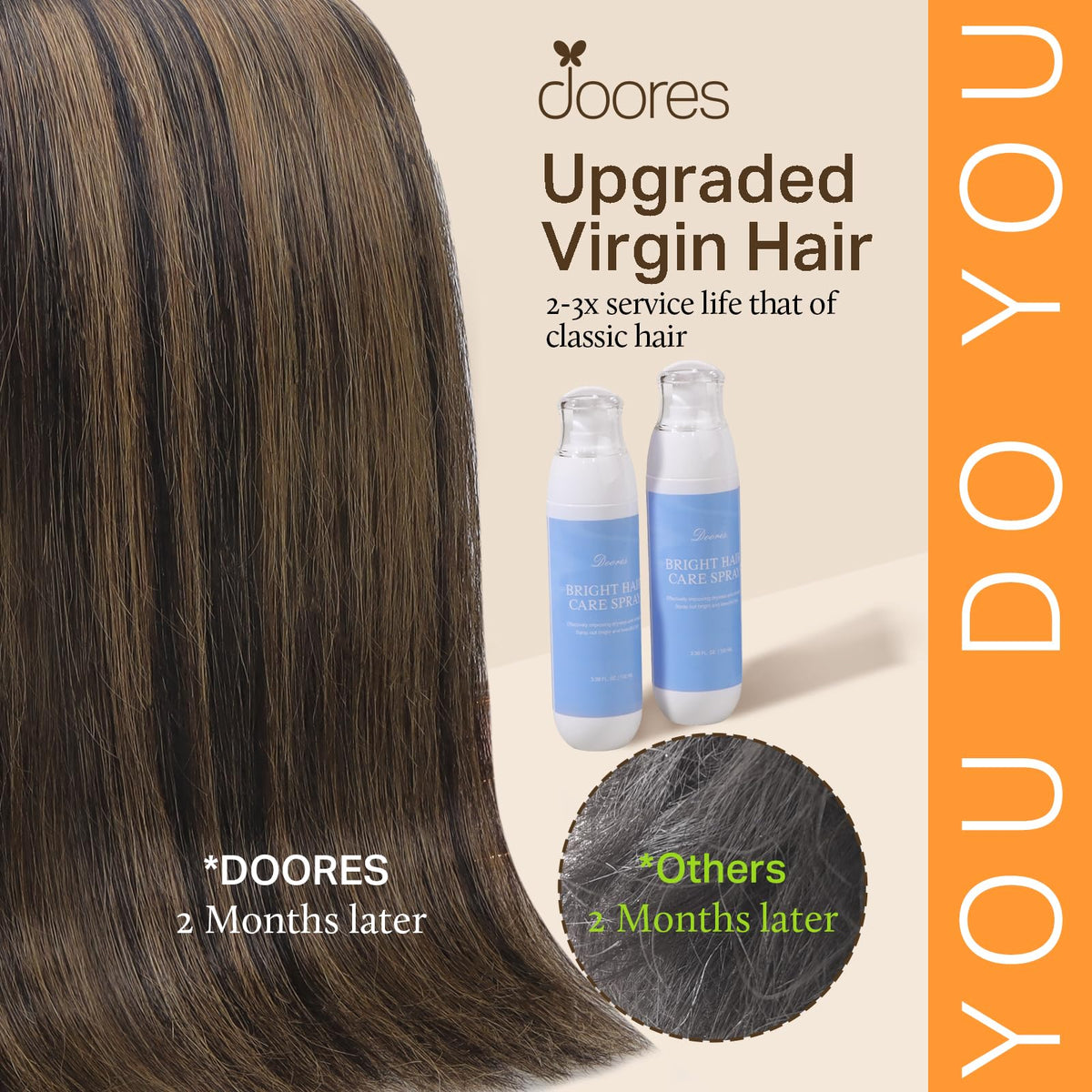 DOORES Clip in Hair Extensions in popular ombre colour