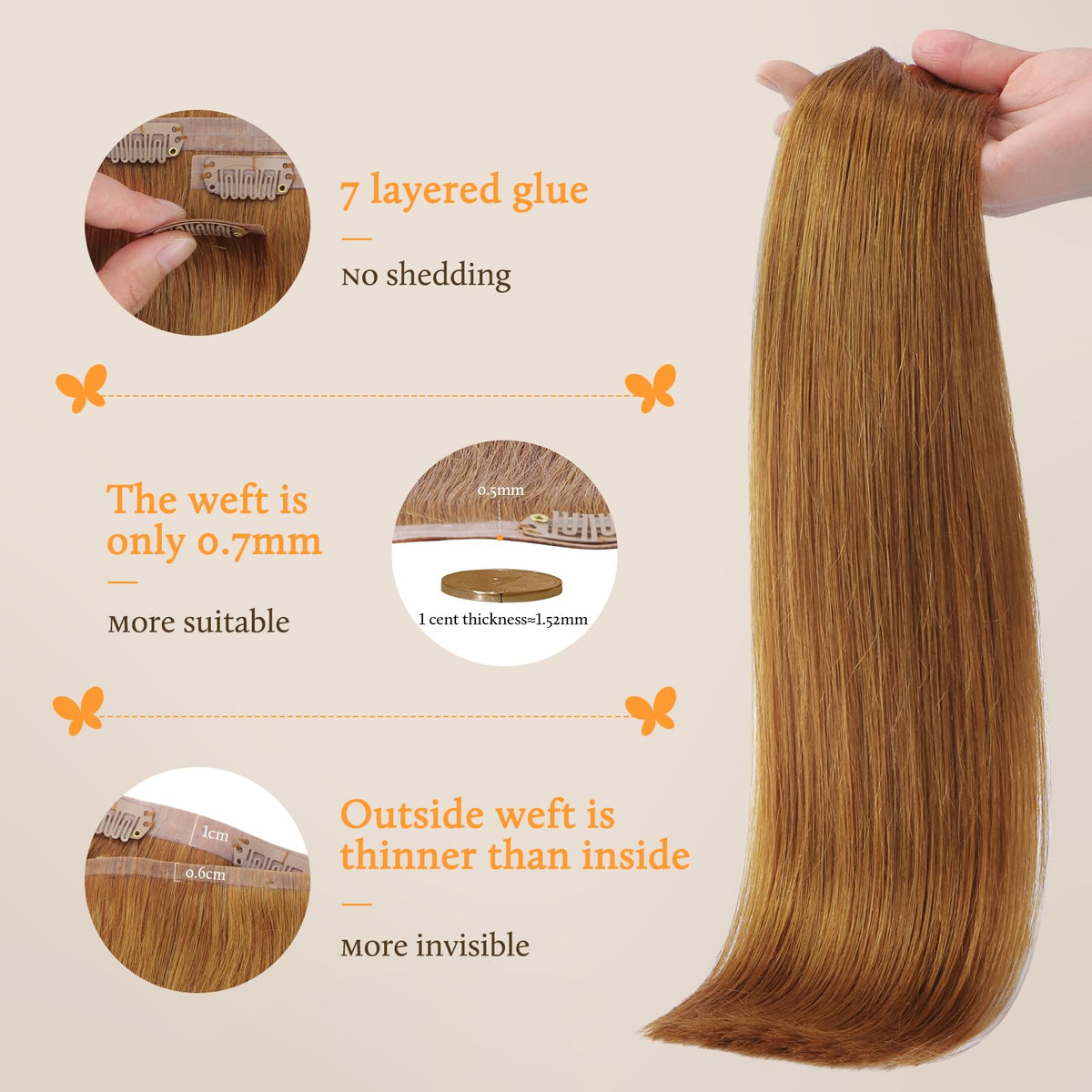DOORES Clip in Hair Extensions in various colours