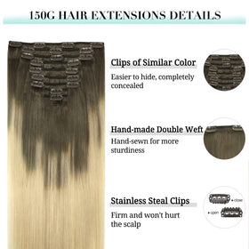 DOORES Clip in Hair Extensions in various popular colours