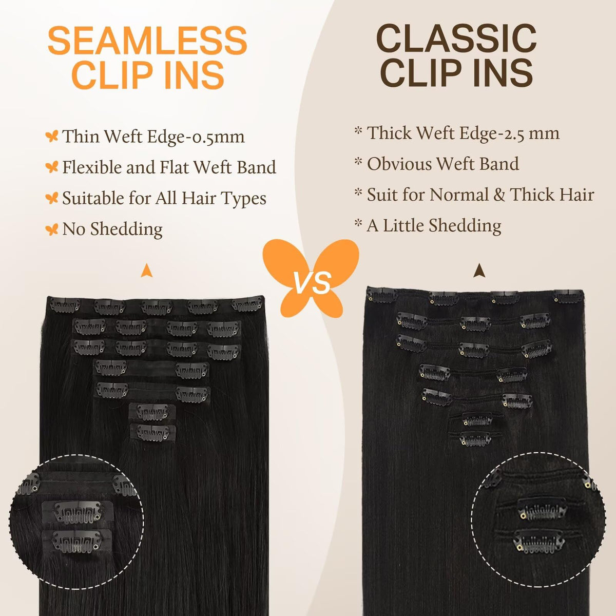 DOORES Clip in Hair Extensions installation process